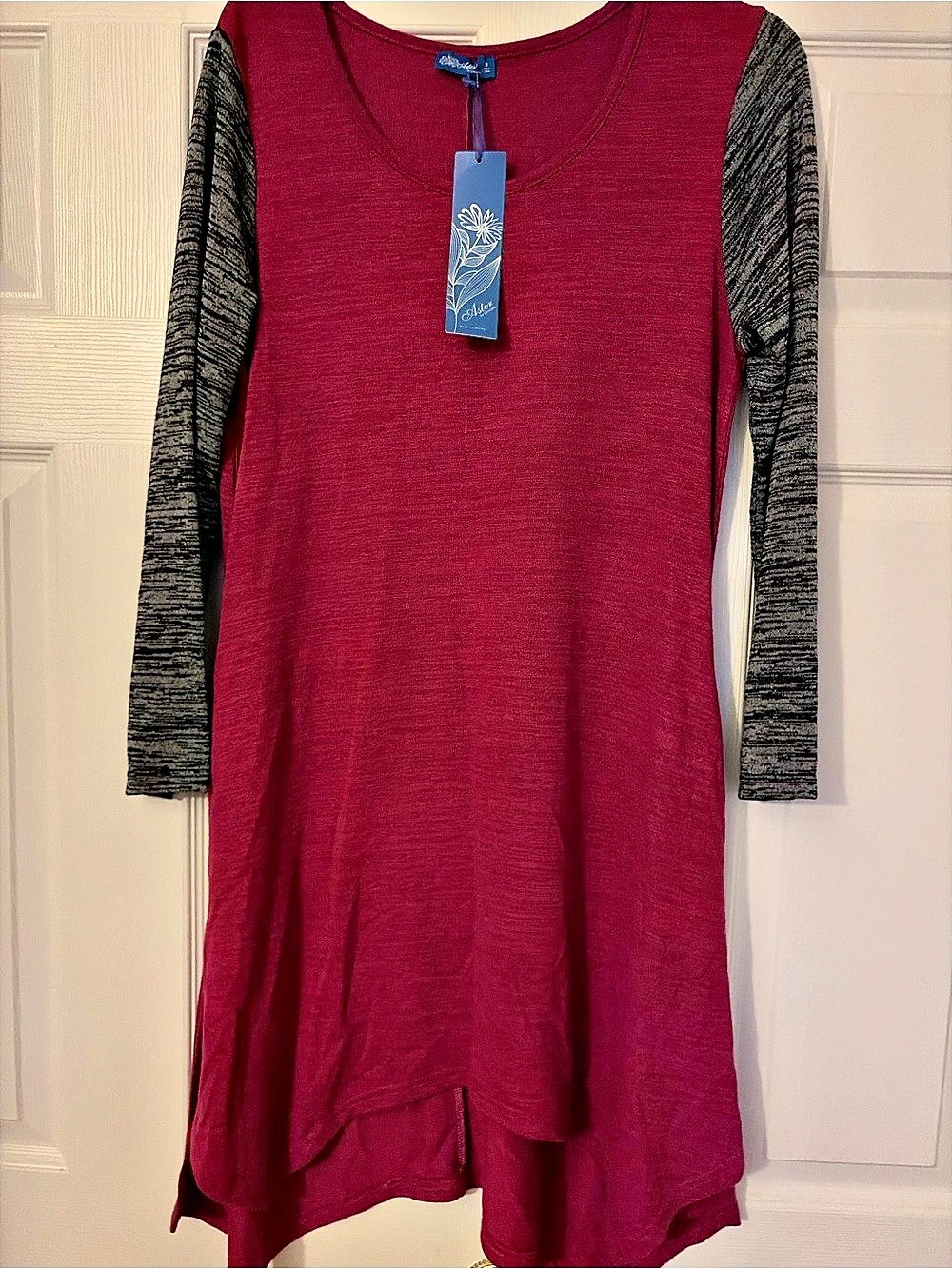 Aster Striped Sleeve Tunic in Burgundy